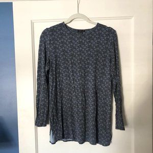 J. Jill Blue Floral Long Sleeve Tunic (Medium)